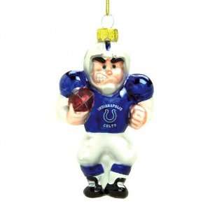 Indianapolis Colts 4 Blown Glass Football Player Ornament:  
