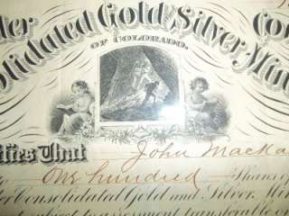 ANTIQUE GOLD & SILVER MINING STOCK BOULDER CONSOLIDATED NEW YORK 