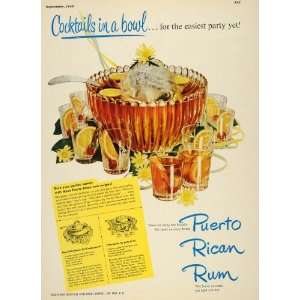  1949 Ad Puerto Rican Rum Cocktail Bowl Recipes Party 