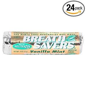 Breath Savers Vanilla Mint Mints, 0.75 Ounce Rolls (Pack of 24 