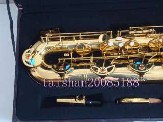 AAA Gold Eb Baritone Sax Saxohone high F# wi hard case  