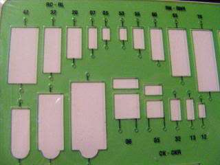   DRAFTING TOOLS No. 705, ELECTRONICS COMPONENTS TEMPLATE by Timesaver