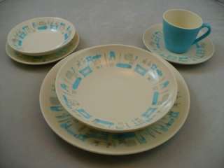 Vintage Blue Heaven Royal China 6 Piece Place Setting(s) Retro Mid 