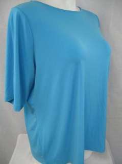 Susan Graver Essentials Liquid Knit Bateau Neck Top w/Elbow Slvs Blue 