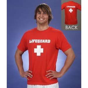     RED LIFEGUARD T SHIRT   IMAGE ON FRONT AND BACK 