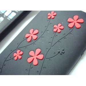 Anti Slip black & red threedimensional appeal flowers Silicone Skin 