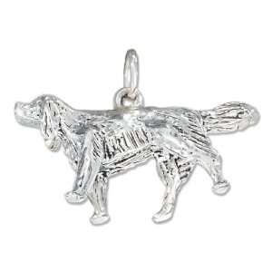  Sterling Silver Three Dimensional Irish Setter Dog Charm 