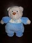Carters Rattle BEAR HUGS Blue Plush Lovey Stuffed Toy  