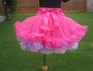 This listing is for 1 new Hotpink Pettiskirt with multi color fluff.