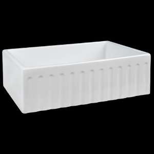   Single Bowl Fireclay Farmhouse Sink with Fluted Apron Front   White