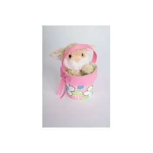  Pink Checkered Fabric Flower Pot with Bunny Suprise Toys 