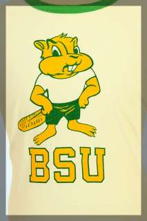 Vintage 80s Champion BSU Beavers Bemidji State University Ringer T 