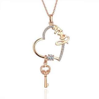 Hot 18K Gold plated Swarovski Crystal heart love necklace N97  