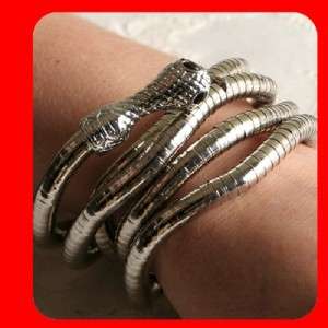 New Rare Flexible Silver Tone Snake Bracelet & Necklace  