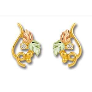   Black Hills Gold Diamond Earrings with gold leaves   ER952: Jewelry