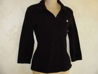 BENETTON polo shirt ~~~~~ Brown Cotton 3/4 sleeve ~~~~~ S  