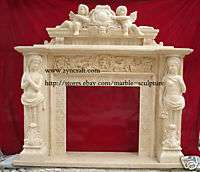 Beige Marble Fireplace Mantel surround angel mantle  