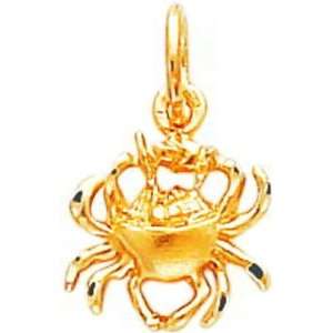  10K Yellow Gold Crab Charm Jewelry