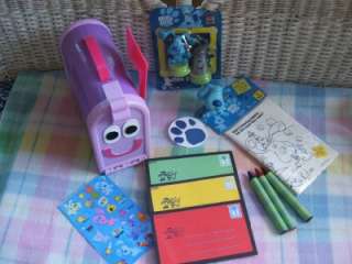BLUES CLUES MAILBOX & Blue figure, Letters, Crayons, Stamps, Stickers 