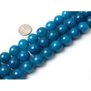  14mm Round gemstone dark blue agate beads strand 15 