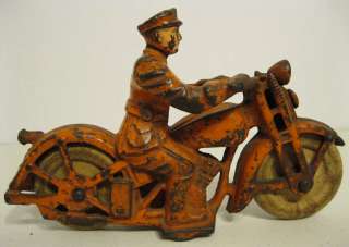 Hubley Cast Iron Patrol Motorcycle 1930s   6.5  