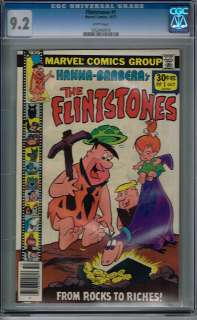 CGC 9.2 WHITE PAGES THE FLINTSTONES #1 MARVEL 1977 PEBBLES AND DINO 