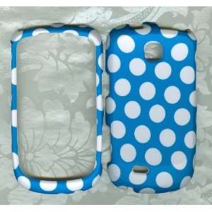  blue polka dot rubberized Samsung Dart T499 T Mobile Phone 