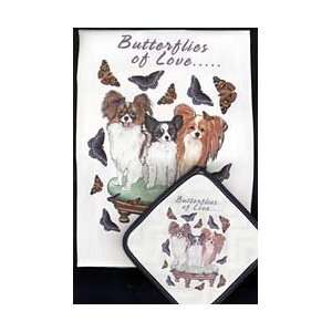  Papillon Dish Towel & Potholder