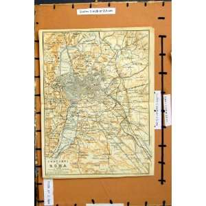    Map 1909 Plan Contorni Roma Rome Italy Verde Tevere