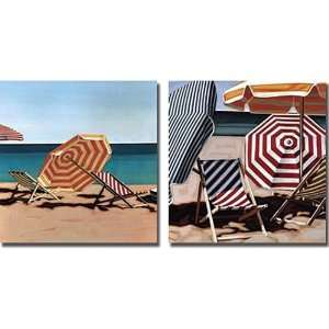 Beach Umbrellas Canvas Art by Kristin Funkhouser   Set of 