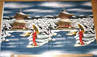Winter Kyoto Geisha Michael Miller Japan 23 inch panel  