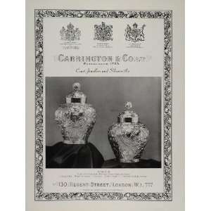  1954 Ad Carrington Silver Gilt Charles II Ginger Vases 