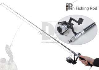 39inch Telescopic Saltwater Fishing Rod Black Pen Aluminium Pole Reel 