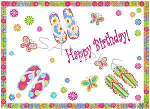 Edible Cake Image   Flip Flops   Happy Birthday!   Rec  