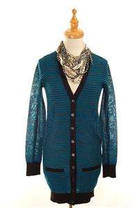 AUTH French Sonia Rykiel Striped Long Sleeves Wool Cardigan Sweater 