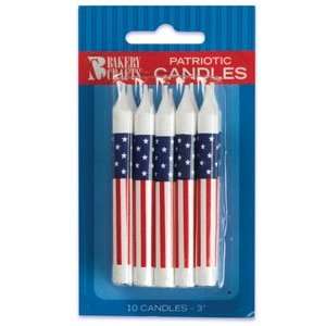  Patriotic Cake Candles   USA American Flag   10 ct 