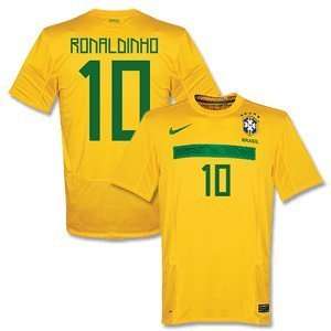  2011 Brazil Home Jersey + Ronaldinho 10 (Fan Style 