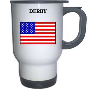  US Flag   Derby, Kansas (KS) White Stainless Steel Mug 