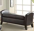 NEW HILLMORE DARK BROWN BYCAST LEATHER STORAGE WOOD ACCENT BENCH
