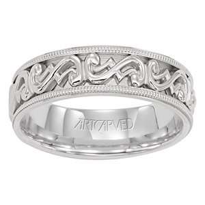  ARTCARVED MONARCHY Womens 14k White Gold Wedding Band 