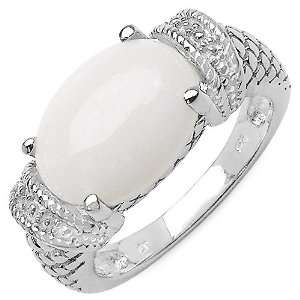  4.30 Carat Genuine Opal Sterling Silver Ring: Jewelry