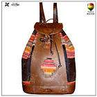 Backpack w/ 2 Exterior Pockets   Genuine leather   Bolivian Andean