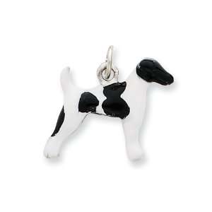  Sterling Silver Enameled Smooth Hair Fox Terrier Charm 