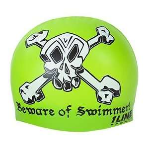  1Line Sports Beware Of Swimmer Silicone Swim Caps Sports 