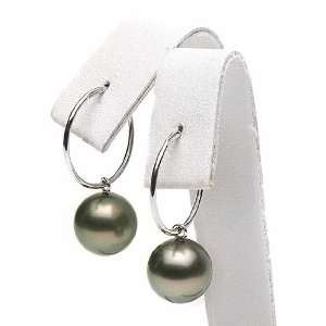 Tahitian Pearl Hoop Earrings 9 10mm