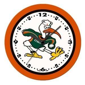  Miami Hurricanes NCAA 12 Diameter Wall Clock: Sports 