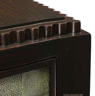 Bowed Front Macassar Ebony Cabinet Commode with Shagreen Inlay  