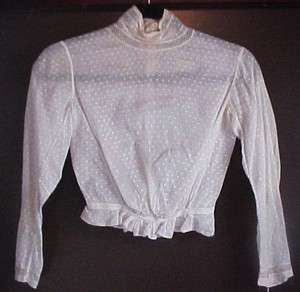Sheer Off White Dotted Swiss Victorian Blouse  