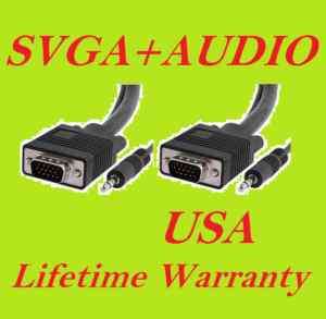 50 FT VGA SVGA Super VGA Monitor Cable with W/ Audio  