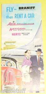 Braniff International Airways 1958 Fly & Rent A Car Brochure Nice SEE 